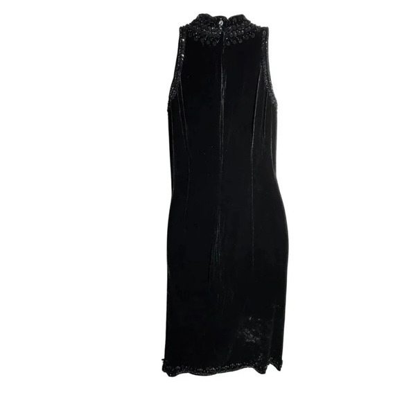 Badgley Mischka Black Velvet cocktail dress beaded size 10 NWT $595 - Picture 4 of 12